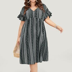 BloomChic Black and White Printed Midi Dress